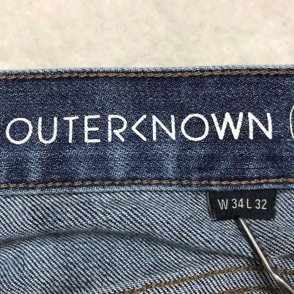 OUTERKNOWN Ambassador Jean Men 36x32 (34/32 tag) Slim Fit Whiskered Stretch SEA